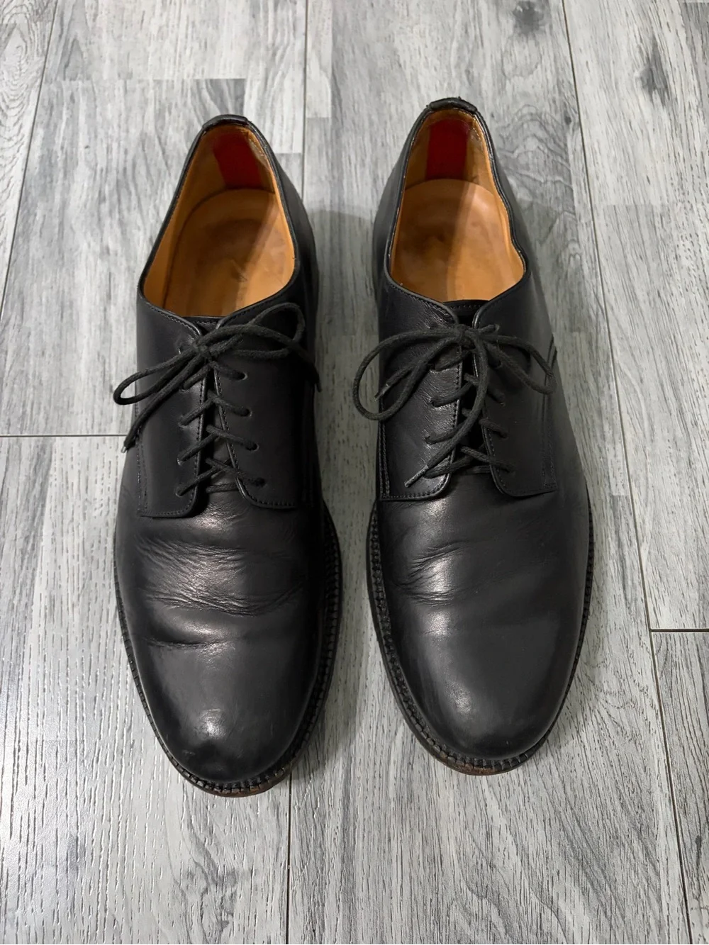 Marc Jacobs Black Leather Derby Shoes with Tan Lining Sz 8/ 42
